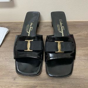 Ferragamo patent leather low heel